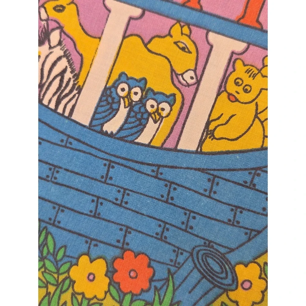 Vintage‎ 1970s Sears Noah's Ark Psychedelic Mod Colorful Retro Pillow Case STD